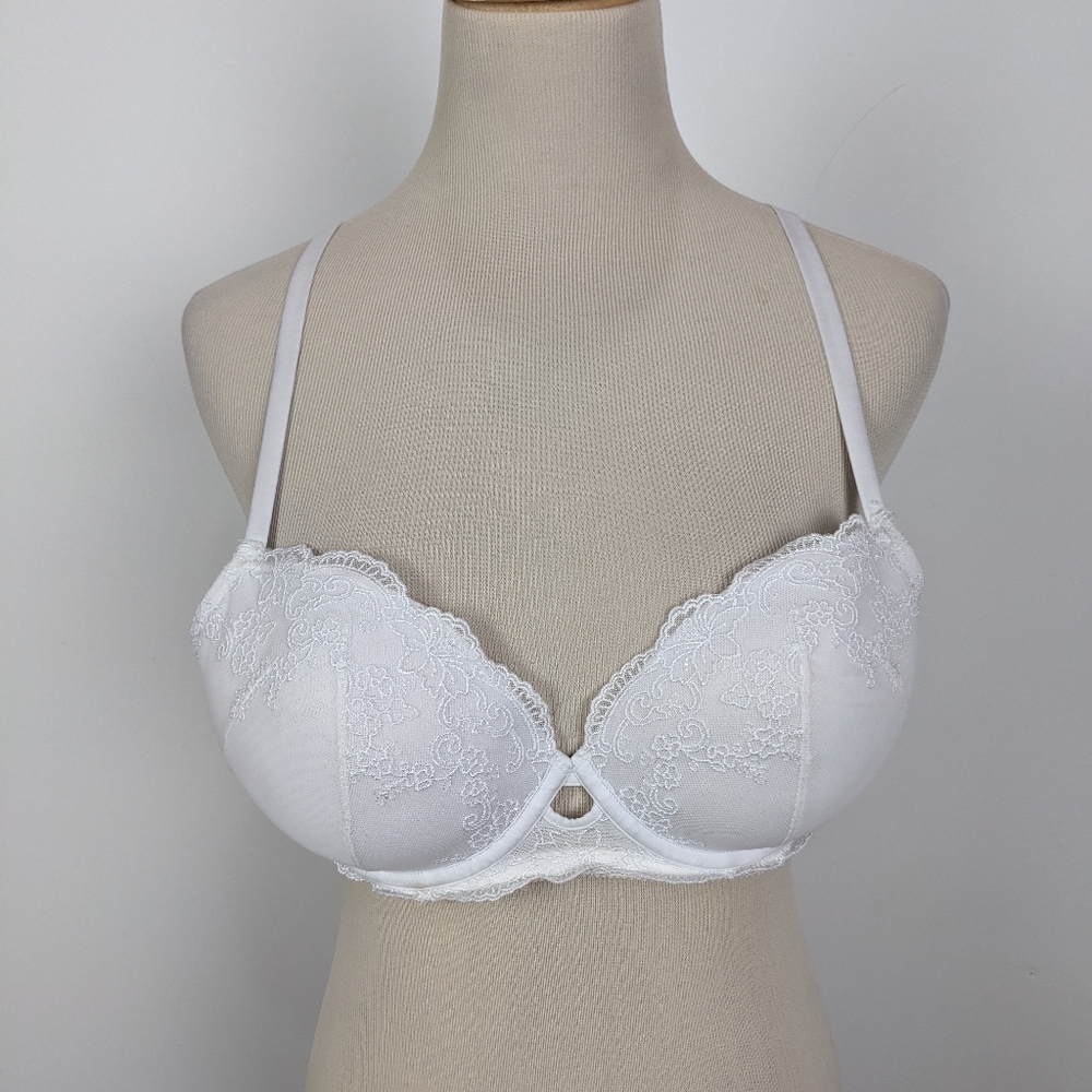 La Senza Bridal White Lace Push Up Bra Size 34D